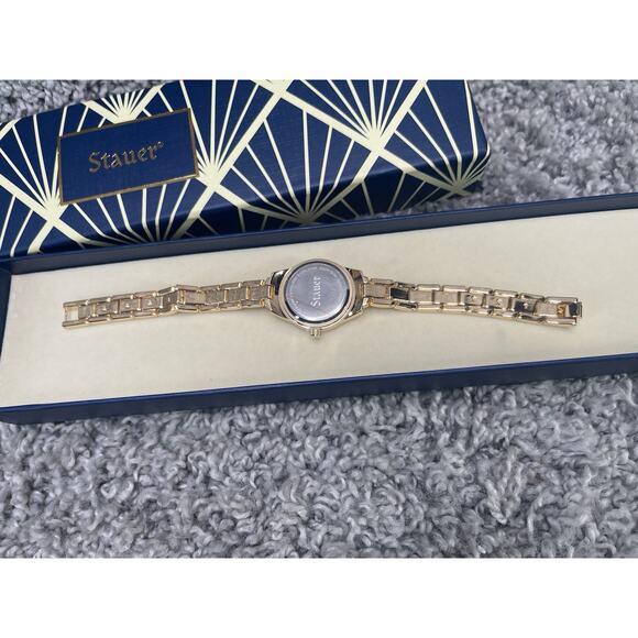 Stauer Diamond Aura Gold Tone Womens Watch Gold Tone Crystals Preowned - Picture 3 of 8